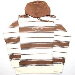 Supreme Striped Hooded Crewneck Brown